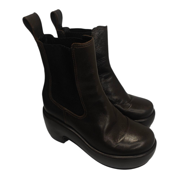 Brown Leather Platform Booties by Everlane sz 5.5 - Picture 3 of 9